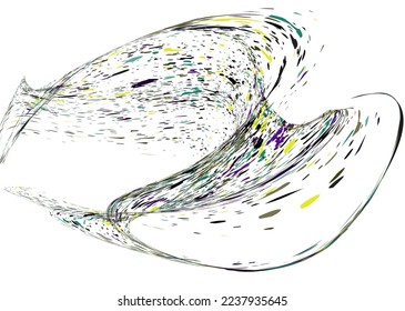 Multi-colored dust particles and debris, paint splashes, strokes are carried by the wind. Murmuration. Design template for the design of banners, posters. EPS 10