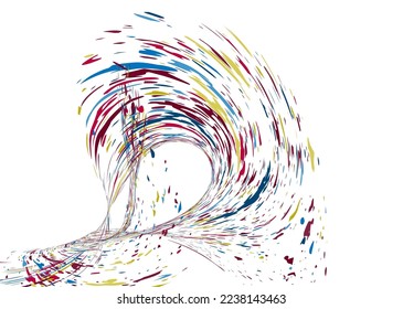 Multi-colored dust particles and debris, paint splashes, strokes are carried by the wind. Murmuration. Design template for the design of banners, posters. EPS 10