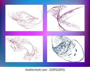 Multi-colored dust particles and debris, paint splashes, strokes are carried by the wind. Murmuration. Set of 4 design templates for the design of banners, posters. EPS 10