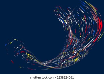 Multi-colored dust particles and debris, paint splashes, strokes are carried by the wind. Murmuration. Design template for the design of banners, posters. EPS 10