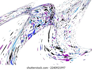 Multi-colored dust particles and debris, paint splashes, strokes are carried by the wind. Murmuration. Design template for the design of banners, posters. EPS 10