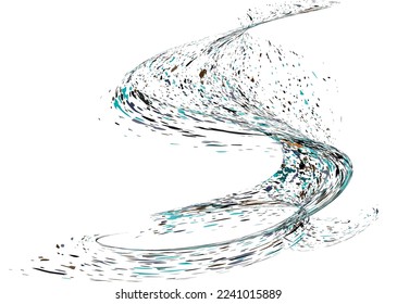 Multi-colored dust particles and debris, paint splashes, strokes are carried by the wind. Murmuration. Design template for the design of banners, posters. EPS 10