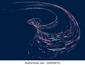 Multi-colored dust particles and debris, paint splashes, strokes are carried by the wind. Murmuration. Design template for the design of banners, posters. EPS 10