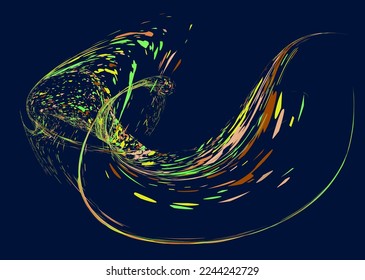 Multi-colored dust particles and debris, paint splashes, strokes are carried by the wind. Murmuration. Design template for the design of banners, posters. EPS 10