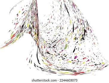 Multi-colored dust particles and debris, paint splashes, strokes are carried by the wind. Murmuration. Design template for the design of banners, posters. EPS 10