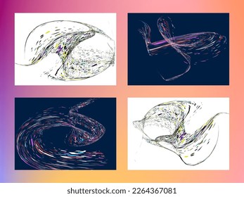 Multi-colored dust particles and debris, paint splashes, strokes are carried by the wind. Murmuration. Set of 4 design templates for the design of banners, posters. EPS 10