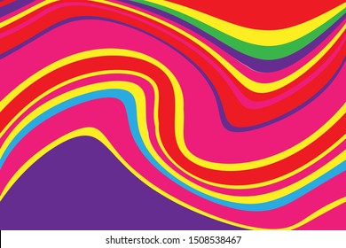 Multicolored dynamic background with wavy twisted lines of all colors rainbow Vector illustration