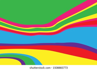 Multicolored dynamic background with wavy twisted lines of all colors rainbow Vector illustration