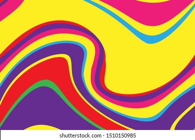 Multicolored dynamic background with wavy twisted lines of all colors rainbow Vector illustration