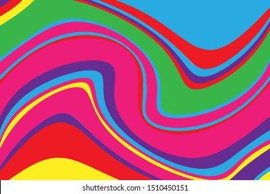 Multicolored dynamic background with wavy twisted lines of all colors rainbow Vector illustration