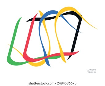 Multi-colored dynamic lines on a white background. Abstract, modern design.