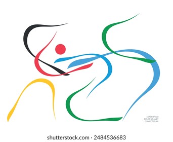 Multi-colored dynamic lines on a white background. Abstract, modern design.