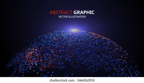 Multicolored Earth composed of colorful particles, vector illustration.