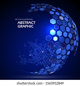 Multicolored Earth Composed Of Hexagon, Vector Illustration.