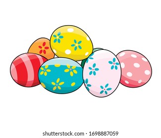 Multi-colored Easter eggs in isolate on a white background. Easter card. Vector illustration...