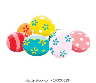 Multi-colored Easter eggs in isolate on a white background. Easter card. Vector illustration...