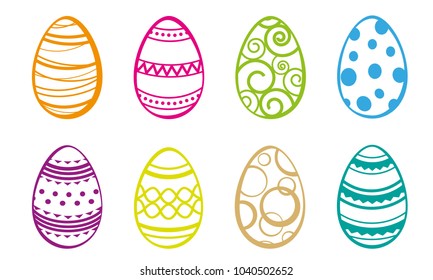 Multicolored easter eggs. Easter patterns.