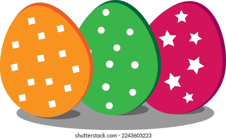 multicolored easter eggs in vector on a gray stand