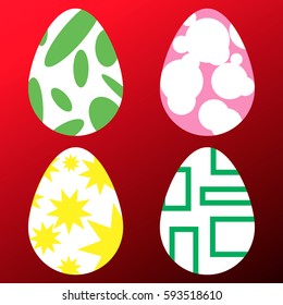 Multicolored Easter eggs.stars, squares, circles