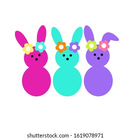 multi-colored easter rabbit with flowers