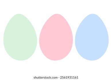 Multicolored Eggs in trendy soft green, pink and blue. Easter greeting design elements concept Set 3