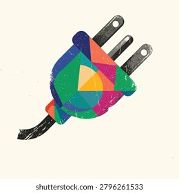 Multicolored electric plug with prongs