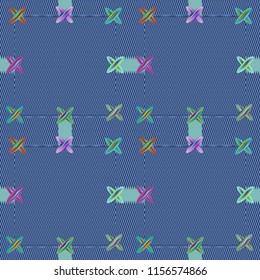 Multicolored elegant fairy abstract background vintage glamorous jeans tissue seamless.
