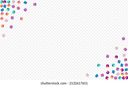Multicolored Element Vector Transparent Background. Gradient Shiny Box Template. Abstract Cube Image. Holographic Polygon Business Brochure.