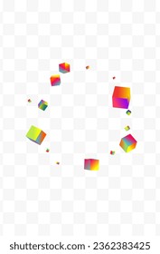Multicolored Element Vector Transparent Background. Gradient Structure Brick Template. Metal Block Image. Bright Cube Business Wallpaper.