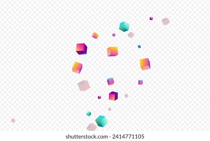 Multicolored Element Vector Transparent Background. Holographic Business Block Cover. Abstract Box Image. Rainbow Confetti Structure Presentation.