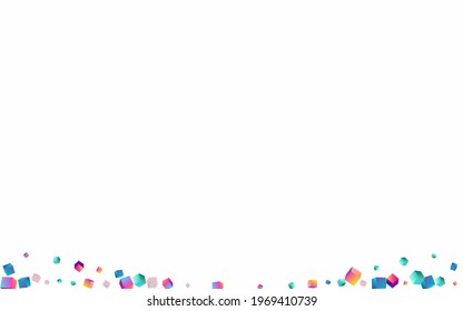 Multicolored Element Vector White Background. Gradient Business Brick Presentation. 3d Cube Brochure. Bright Block Metal Pattern.