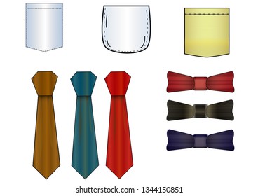 Multicolored elements of men's clothing.