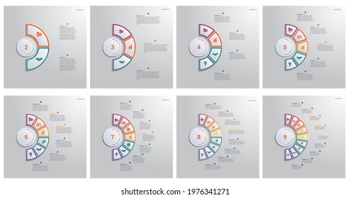 Multi-colored elements of a semicircle. Infographic templates.