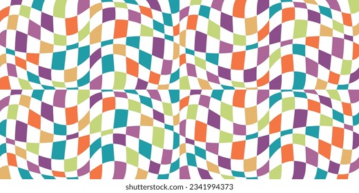 Multicolored embossed checkered fabric. Seamless and checkered fabric, with multi-colored cells. Pattern for textiles, pillows, clothes, background, packaging, notepads. Seamless and stylish.