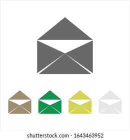 Multicolored envelope set. Colored mail icon. Vector illustration.