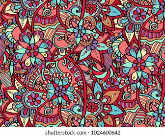 multicolored ethnic pattern with flowers