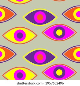 Multicolored evil eye seamless pattern vector art.