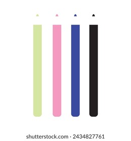 Multicolored Eyeliner Pencil Icon Set