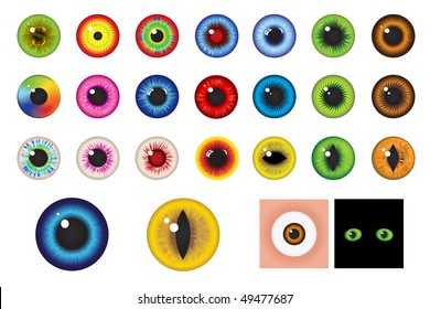 Multicolored Eyes, Iris and Pupil - Elements for design