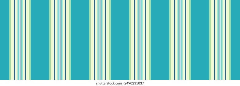Tejido multicolor textura sin fisuras, líneas de internet Vertical textil. Patrón de banda de fondo de Vector de cinta en paleta de colores claro y cian.