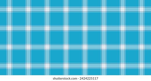Multicolored fabric vector pattern, thread textile tartan texture. Uk seamless plaid background check in cyan and light color.