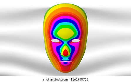 Multicolored face on a light background. Carnival inventory. Vector illustration