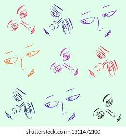 multi-colored faces with different moods