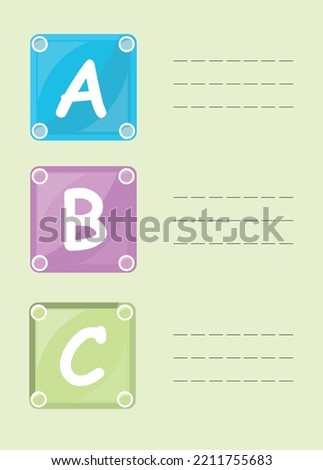 Multicolored falling alphabet cubes with letters A,B,C realistic vector illustration. Childish educative squared blocks elementary information game toy basic building and learning 3d mockup isolated. 
