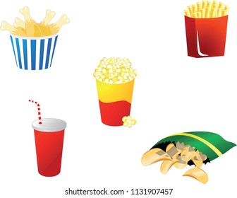 Multicolored fast food icons.