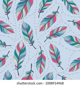 multicolored feathers seamless background-5