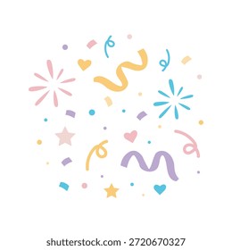 Multicolored festive confetti on a transparent background. 