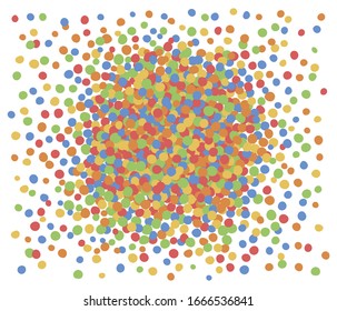 Multicolored festive confetti round circle isolated object on a white background.