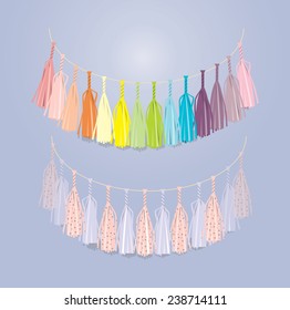 Multicolored festive garland of tissue paper party celebrate anniversary kids room decor poster logo t-shirt design print nursery  sweet art  wall design abstract party birthday