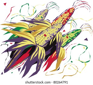 Multi-colored, festive maize with confetti and streamers
